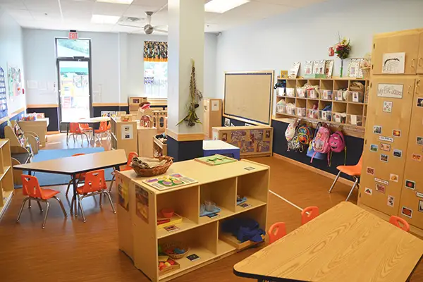 A bright, clean Montessori classroom at The Merit School