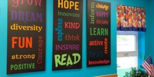 Merit School at the Castle - youth zone school-age care area inspirational wall art