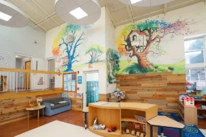 Merit School of Wellington - beautiful treehouse murals in the Youth Zone before and after school program area for school age children