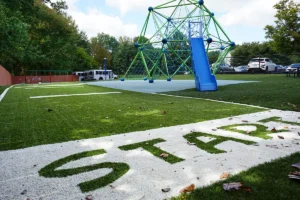 Merit School of Wellington - track and climbing equipment on the school age children's playground